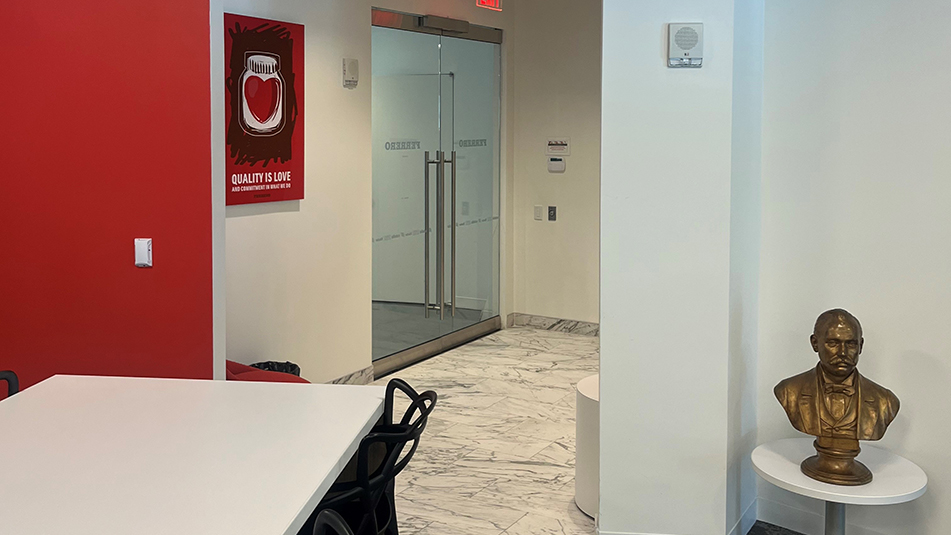 Reception area for 5th floor sublease at The Bridge
