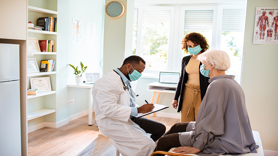 Doctor talking to patients